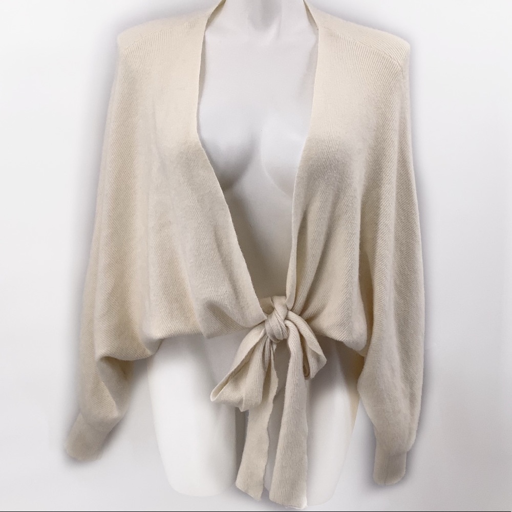 Fashion Nova Cream Cardigan Sweater Ties at Waist Sz S
